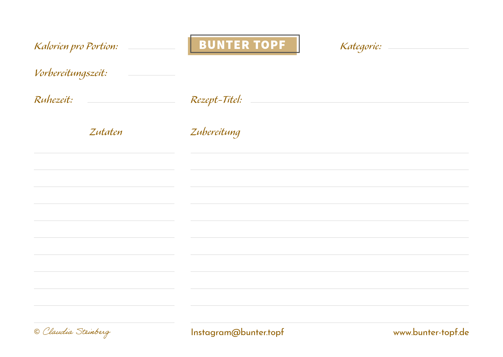 Rezeptkarte beige blanko blanko